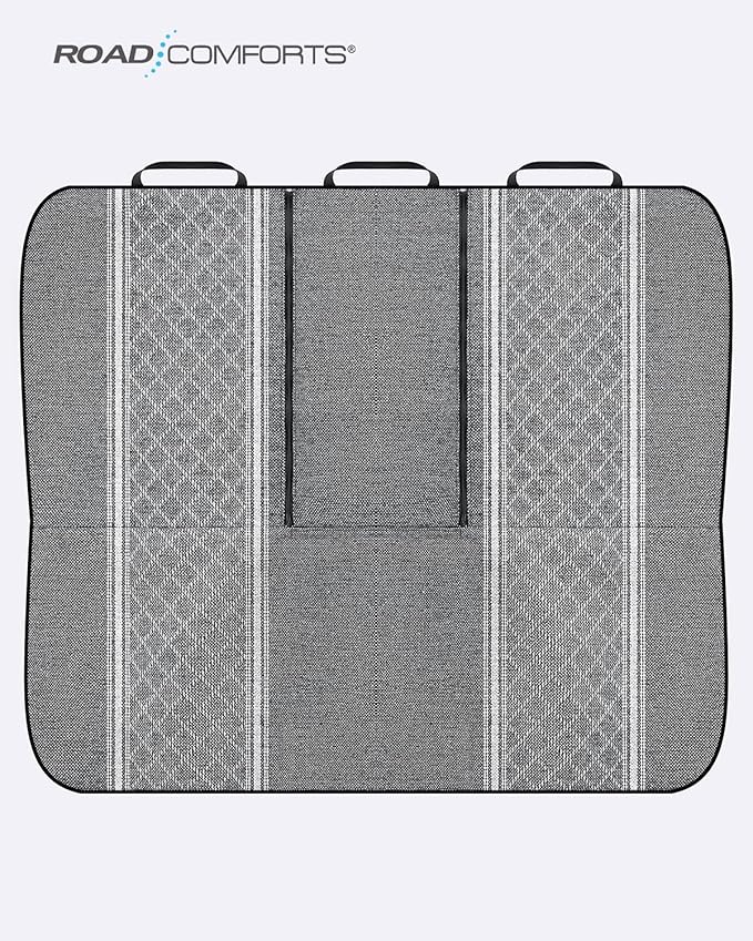 Road Comforts Baja Bench Seat Covers Grey Diamond Rear Blanket Seat Covers - Jacquard Fabric, Airbag Compatible, Universal Fits Car, Truck, SUV, and Vans