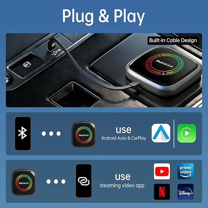 Magic Box 3.0 Max 2026 Upgrade - 32G Car Streaming Device with Netflix, YouTube, Disney+, Wireless Apple CarPlay & Android Auto Adapter, Support HDMI Output & USB Drive, for OEM Wired CarPlay Cars