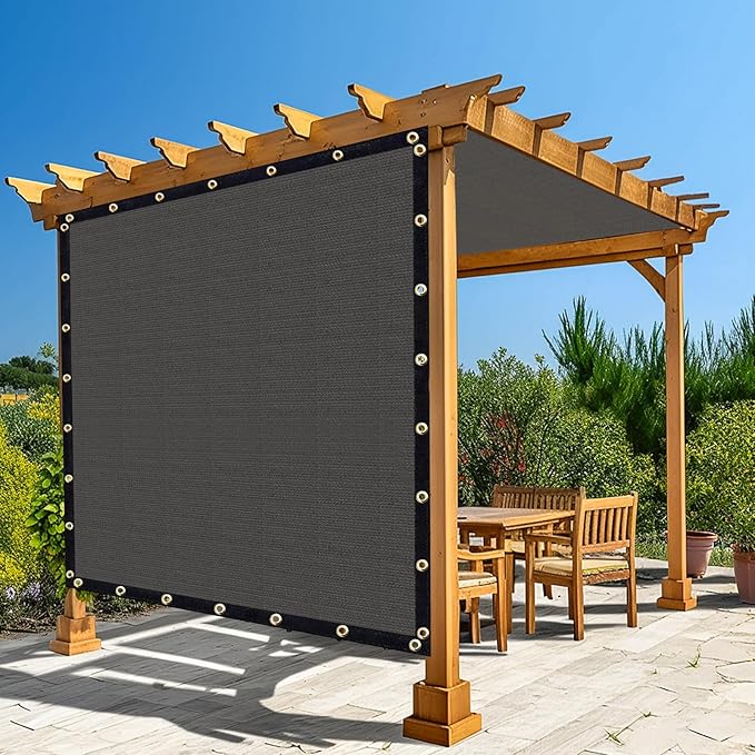 Amagenix 90% Pergola Shade Cover 5'X 22' Dark Gray Sun Shade Cloth with Grommets for Outdoor Garden Patio Porch-Commercial Grade 200 GSM-Cable Zip Ties Included (We Customized)