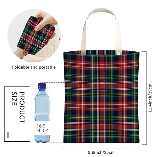 Cute Car Trash Can, Hanging Canvas Car Back Seat Organizer and Storage Bag, Funny Car Trash Bag For Travelling, Outdoor Cute Red Green Plaid