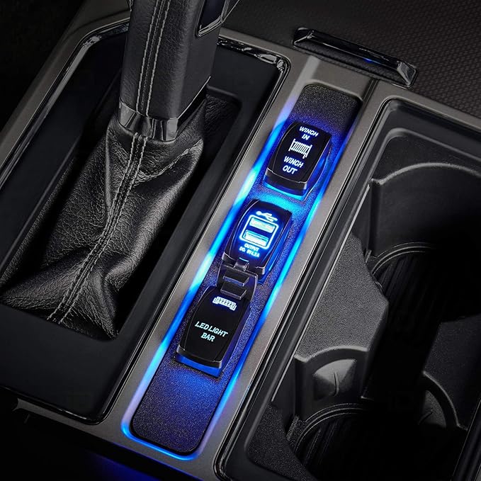 Nilight Dual USB 4.2A Rocker Switch Style 12V/24V Fast Socket Waterproof Quick for Cars Boats Trucks RVs, 2 Years Warranty, Blue