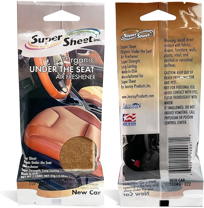 Super Sheet, Organic Under the Seat Car Air Freshener, Long Lasting Fragrance (New Car, 1 Pack)