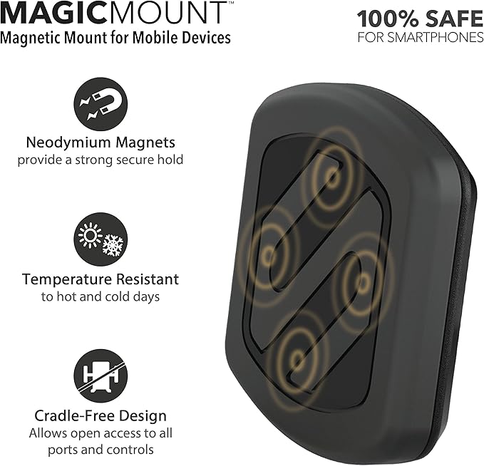 Scosche MAGFM-2PXCES0 MagicMount Flush Magnetic Car Mount, Universal Cell Phone Holder for Car Dashboard & Flat Surfaces, Easy Magnet Mounting for iPhone, iPad, Smartphones, Tablets & More (Pack of 2)