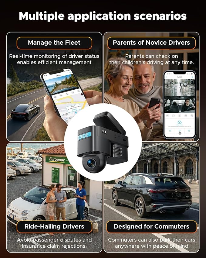 Volam 4G LTE Cellular Dash Cam with Live Streaming & GPS Tracking - Dual Car Security Camera with Remote Live View,Cloud Storage,AI Motion Detection,Sentry Mode, Anti-Theft Protection for Vandalism