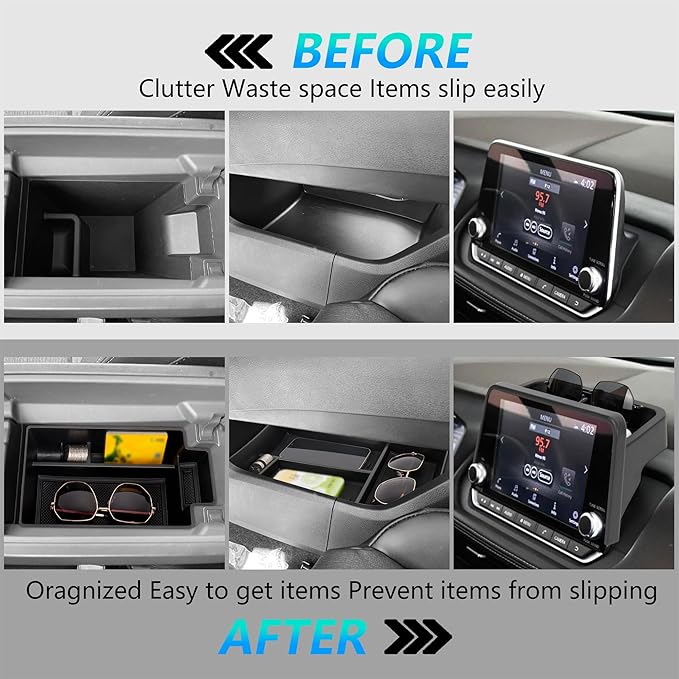 3PCS Center Console Organizer Compatible with 2021-2026 Nissan Rogue S/SV/Rock Creek, 2021-2022 Nissan Rogue SL, Lower Center Interior Storage Box, Dashboard Tray Only Fit 8-inch Screen