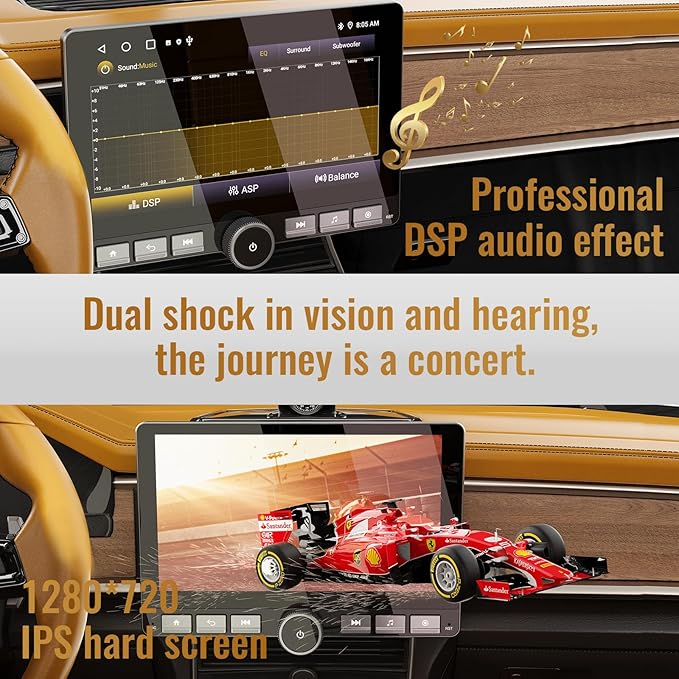 Haudio 10.1" Single Din Android Car Stereo with 360° Rotatable Touch Screen - Android 13, Wireless CarPlay & Android Auto, 2G+64G, Built-in GPS/Wi-Fi/Bluetooth, Includes Backup Camera.