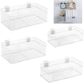 Barydat 4 Pcs Slatwall Basket Set Ventilated Metal Slatwall Basket Hanging Wire Bins Wall Mounted Accessories for Panel Garage Storage Display Organizing(Multi Size,White)