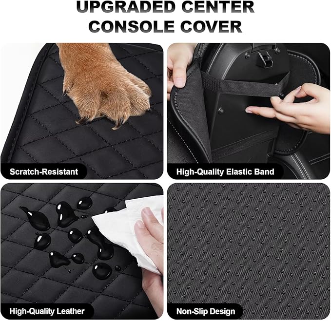 Upgraded Car Center Console Cover Fit for Corolla Cross Faux Leather Car Armrest Cover Cushion with 2 Storage Bags,Car Armrest Storage Box Interior Accessories(Black)
