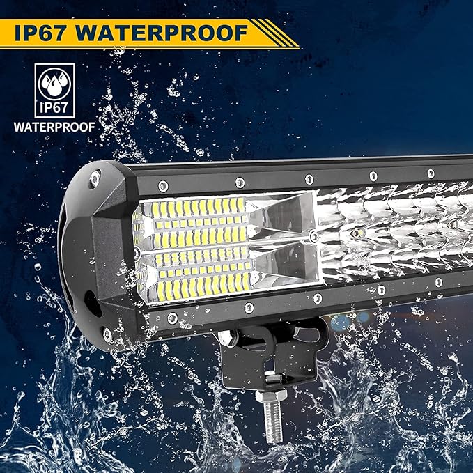 AUXTINGS 45 inch 612W LED Light Bar Triple Row Spot Flood Combo Beam Off Road Lights Waterproof Work Light with Wiring Harness for Jeep Trucks SUV ATV UTV Boat Lights, 12V 24V