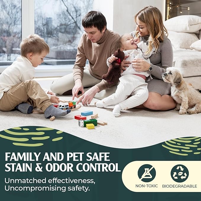 Sprinkle & Sweep: Enzyme Carpet Shampoo - 1 Gal, Deep Cleaning Pet Stain & Odor Remover, Dog Cat Mess-Urine-Accident Solution, All Machine Compatible