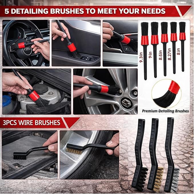 GASLIKE 63PCS Car Wash Cleaning Kit,Car Wash Brush with Long Handle,Car Detailing Kit with Foam Gun,Car Cleaning Supplies,Handheld Vacuum, Car Detailing Kit (62PCS)