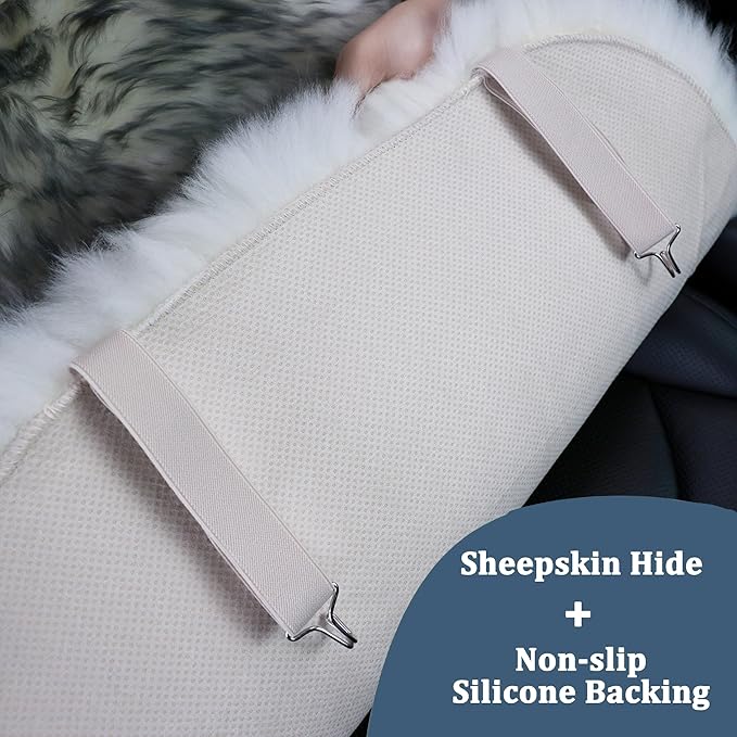 Fluffy Genuine Sheepskin Car Seat Cover-Fuzzy Real Fur Auto Cushion-Universal Fit Soft Long Wool Pad for Front Driver Accessories Protecter Truck, SUV, Van (Peacock Blue, 1 Pcs Front Seat Cover)