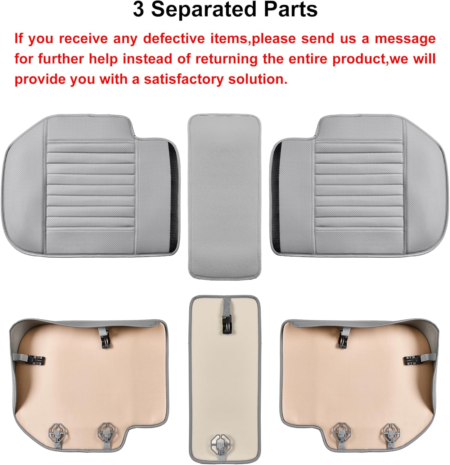 Back Seat Covers, Rear Seat Cushions, Auto Bench Protector with Breathable PU Leather and Non-Slip Bottom Universal for 4 Season (Gray, 61" x 20. 5")
