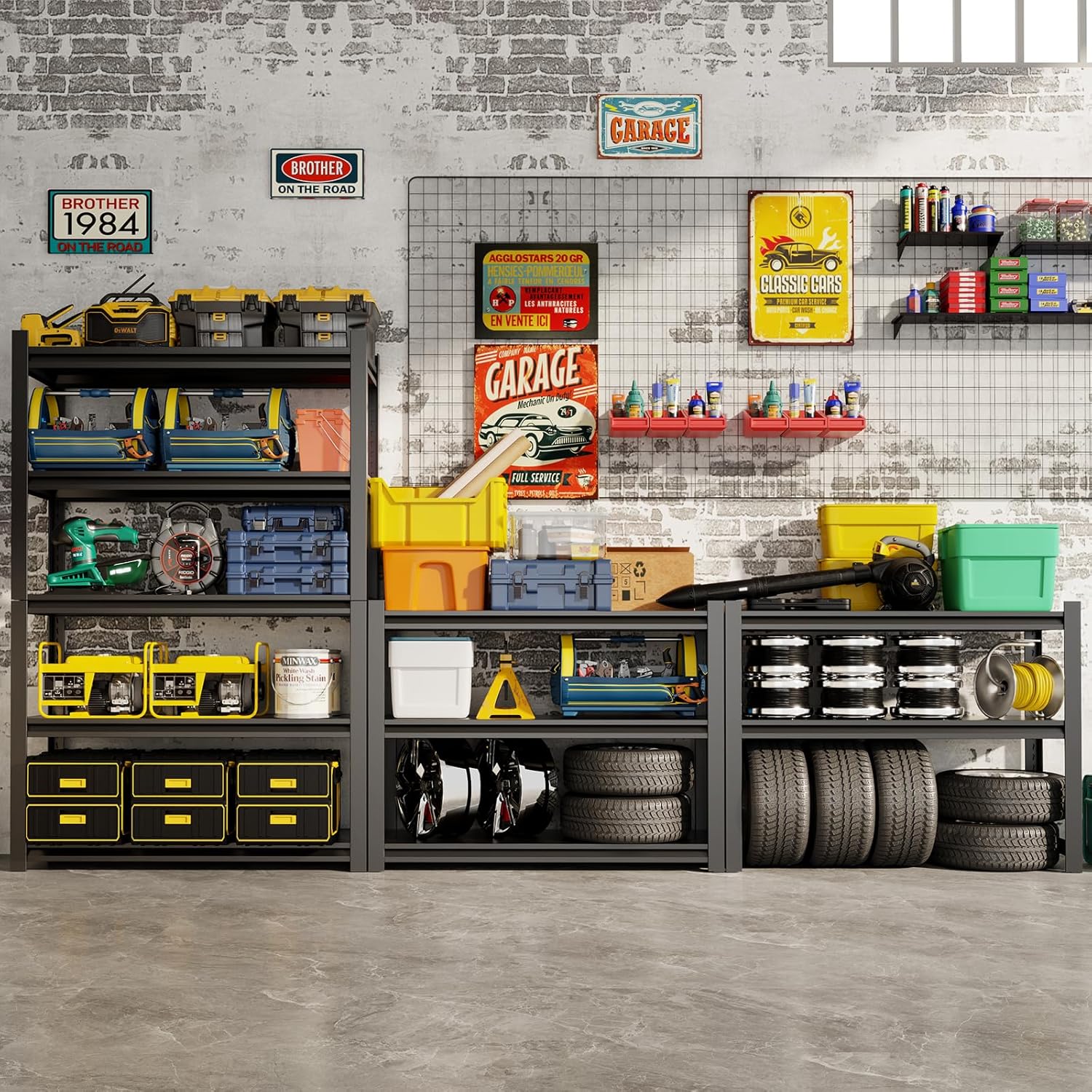 63''H Garage Shelving Heavy Duty, 1600LBS Storage Shelves, 5-Tier Adjustable Metal Shelve Storage Shelf Rack, Industrial Shelving Unit for Garage, Warehouse, Basement (23" W x 15.7" D x 63" H)