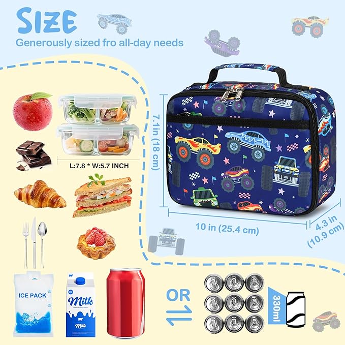 CAMTOP Lunch Box Kids Boys Insulated Lunch Cooler Bag Reusable Lunch Tote Kit for School Travel