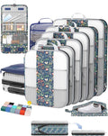 10 Set Compression Packing Cubes for Travel Essentials,Compressible Expandable Packing Cubes for Suitcase,OlarHike Luggage Organizer Bags,Handy Helper for Organizing Clothes(Dark Blue Floral)