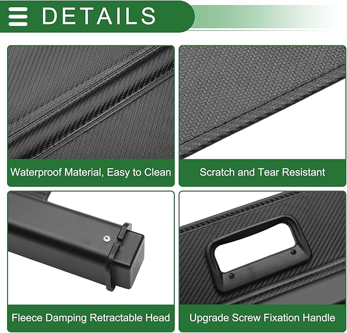 Motoforti Car Trunk Retractable Cargo Cover for Jeep Compass 2017-2024 Aluminum Alloy Canvas Black Carbon Fiber
