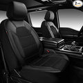 CAR PASS Universal Leather Two Front Seat Covers,Sport seat Covers fits Most Cars, SUVs, Trucks, and Vans Airbag Compatible (Black and Black)