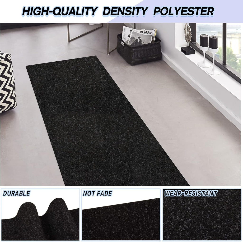 Custom Size Backed Non-Slip Area Rugs Runner, Easy Clean, Waterproof Runner Rugs for Hallway Entryway, Kitchen, Laundry, 3FT x 39FT, Black