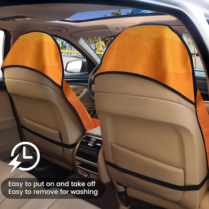 Car Seat Covers 2pcs Waterproof Towel Car Seat Cover Universal Fit for Most Trucks SUV Fitness Athletes Pets Gym and Water Sport，(Orange)