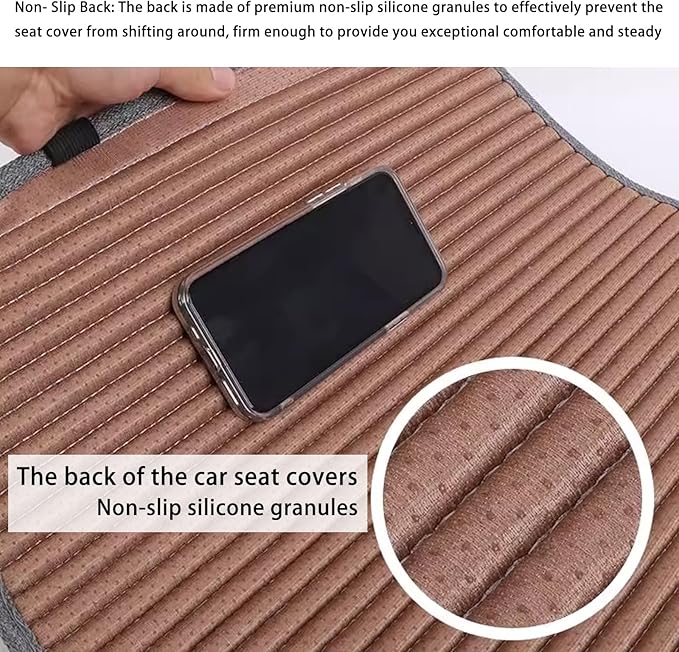 Suninbox Car Seat Covers Universal Car Seat Covers Pads Mat,Buckwheat Hull Bottom Seat Covers for Cars,Cooling Seat Covers Breathable Comfortable Ventilated (Beige Front Seat)