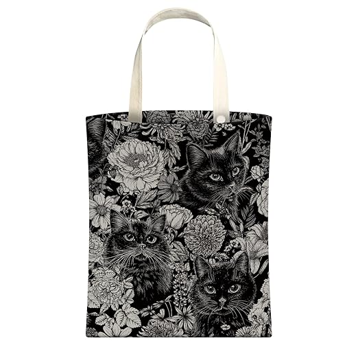 Cute Car Trash Can, Hanging Canvas Car Back Seat Organizer and Storage Bag, Funny Car Trash Bag For Travelling, Outdoor Cute Black Cat Flower