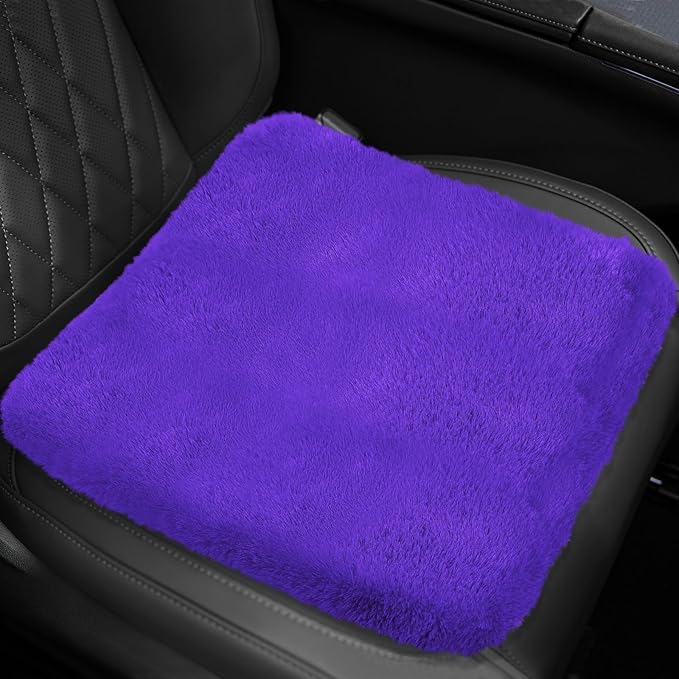 wuyaoyao Sheepskin Car Seat Cushion, Soft Comfort Fur Wool Car Seat Covers, Winter Warm Auto Front Seat Cushion Pad, Fuzzy Seat Bottom Protector Universal for Vehicle Office Chair (Purple)