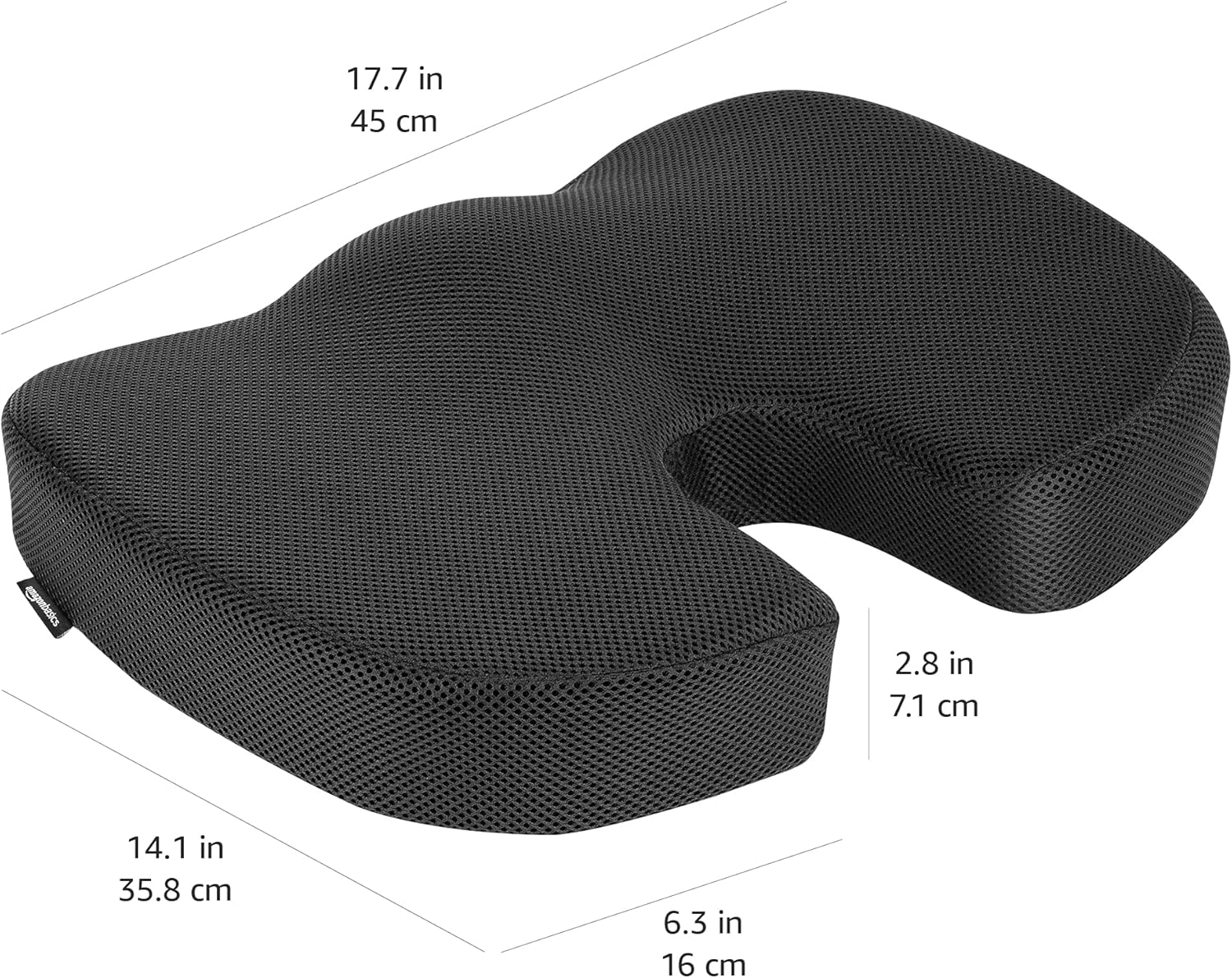 Amazon Basics Comfortable Seat Cushion for Office Chairs, Enhanced Memory Foam, Black