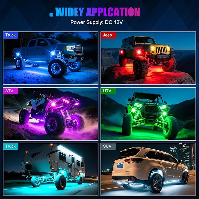 LED Rock Lights for Trucks 8 Pods,RGB Rocklights with App & Remote Control, Underglow Rock Light Kit for Trucks UTV ATV Golf Cart RZR