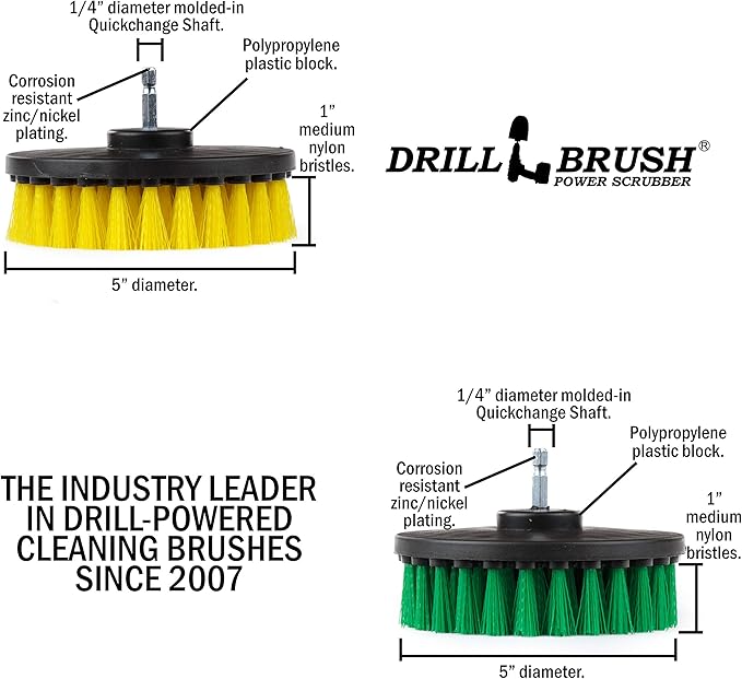 Bathroom Accessories - Power Scrubber Bathroom and Kitchen Brush Set - Cleaning Supplies - Drill Brush- Bath Mat - Shower Cleaner - Soap Scum, Mineral Deposits, Calcium, Hard Water, Rust Stains