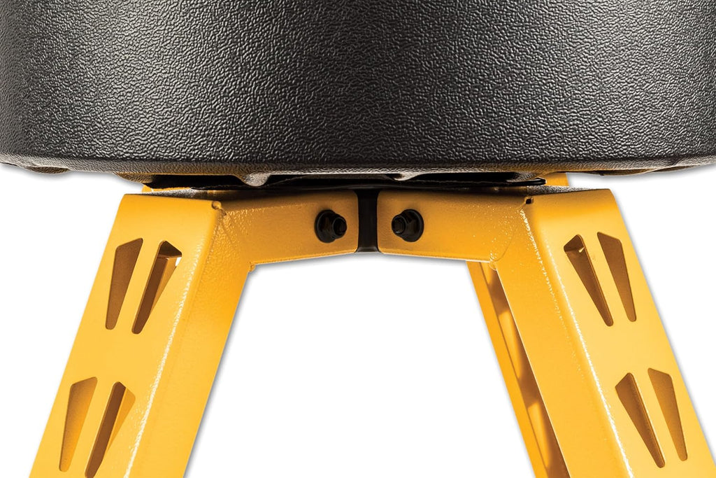 DEWALT Heavy-Duty Metal Stool for Garage and Shop, 360 Swivel Seat, Storage Tray, Padded Rip-Resistant Seat, Steel Frame, Industrial Powder Coating