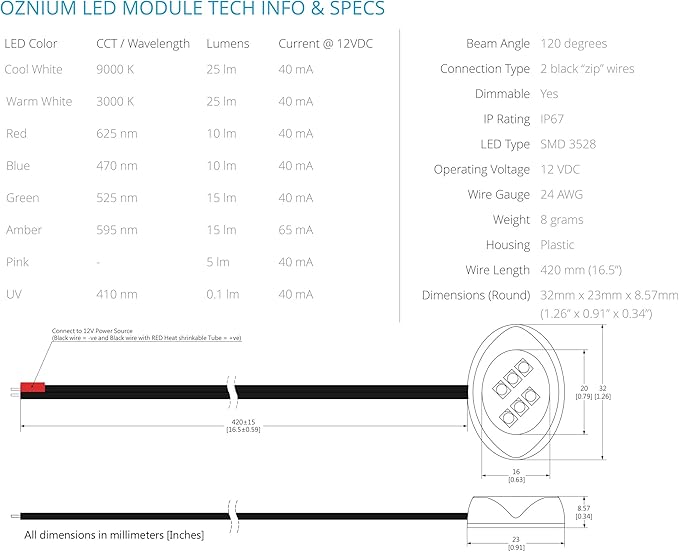 Oznium LED Modules (Round Chrome, Blue LED)