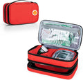 CURMIO Insulated Insulin Cooler Travel Case, Double Layer Diabetic Supplies Storage Bag with Detachable Pouches for Insulin Pens, Diabetic Medication and Ice Packs, Red, Empty Bag Only