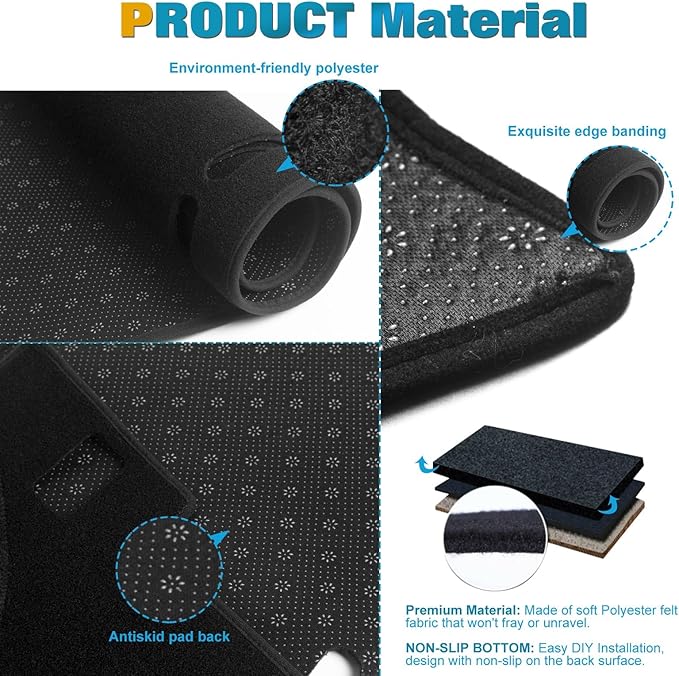 x xotic tech Center Console Dashboard Mat Compatible with Toyota Camry 2025 2026 Without HUD, Pre-Cut Non-Slip Sunshade No Sun Glare UV Rays Protector Dash Carpet Pad Black Cover