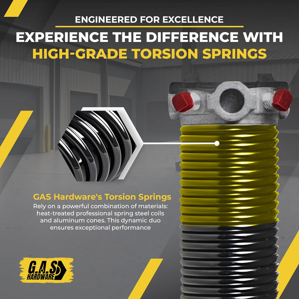 Garage Door Torsion Spring 250x2x26 Torsion Springs for Left Side of Garage Door with 1" Steel Bearing, Gloves, and Winding Bars Precision E-Coating 5-Year Warranty Minimum 30,000 Cycles (Red Cone)