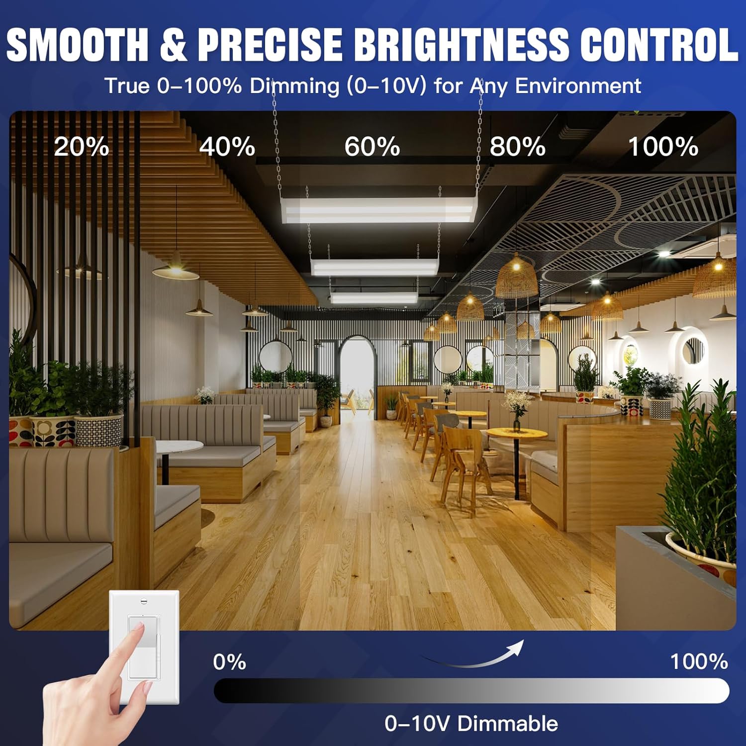 JTT LED Linear High Bay Light 300/240/200W, 45000LM Linear Shop Light Commercial 120-277V, 4000/5000K High Bay Lights Shop Workshop Store Commercial Supermarket Warehouse Basement, 2-Pack ETL