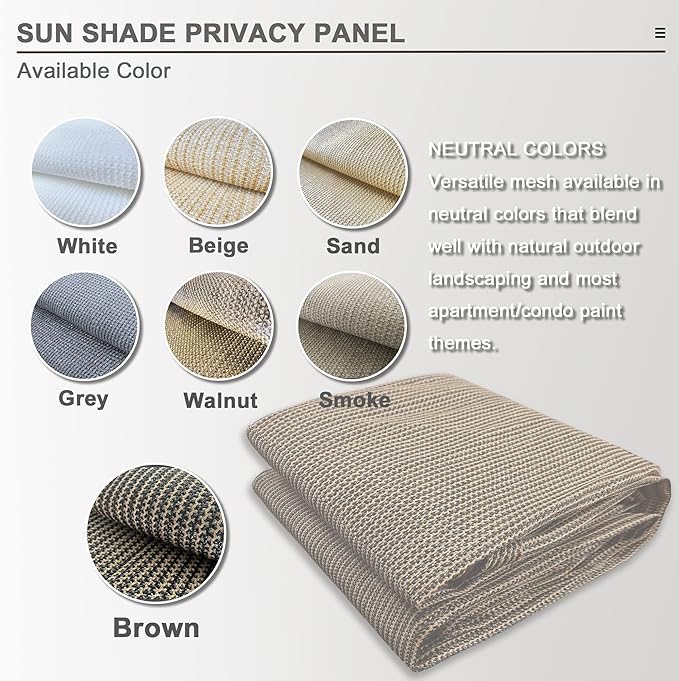 Alion Home Sun Shade Privacy Panel with Grommets and Hems on 4 Sides for Patio, Awning, Window, Pergola or Gazebo - Mocha Brown (12' x 10')