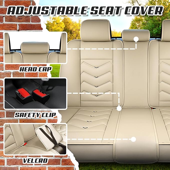 Car Seat Covers for Hyundai Sonata 2002-2026, Premium Nappa Leather Car Seat Cover, Stylish Sport Seat Covers， Automobile Seat Cover Sets.(Luxury 2 Seats/Beige)