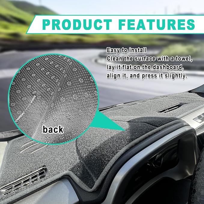 Dash Cover Mat, Center Console Cover Sunshield Protector, Dashboard Cover Compatible with T0y0ta RAV 4 2019 2020 2021 2022 2023 2024 2015 (Gray Trim)