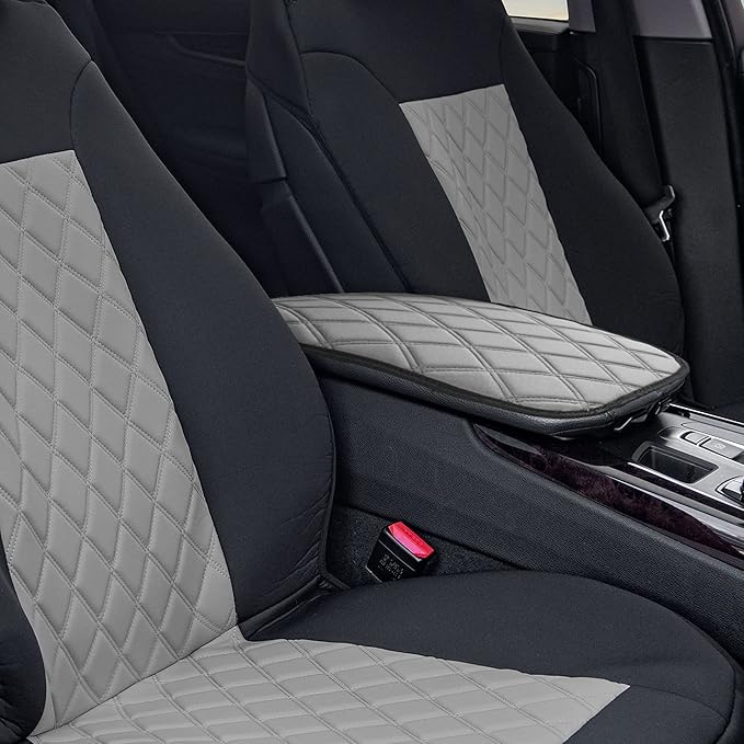 FH Group Neosupreme Gray Diamond Pattern Center Console Pad – Water-Resistant Armrest Cover Protector for Cars, SUVs & Trucks