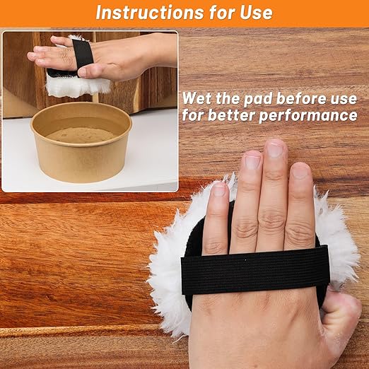 4 Pcs Lambswool Stain Pad,5'' Reusable Wood Stain Applicator Pads Lambswool Wax Applicator Staining Pads for Wood Furniture,Floors,Latex Oil Based Finishes Paints Buffing polishing