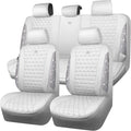 CAR PASS All White Bling Diamond Leather Car Seat Covers Full Sets,Waterproof Shining Glitter Sparkly Crystal Universal Fit for Automotive Truck SUV Cute Women Girl Airbag Compatable,Sliver Rhinestone