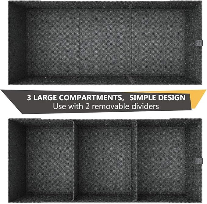 MIU COLOR Trunk Organizer for SUV, Collapsible Car Organizer with 12 Pockets, Non-Slip Bottom, Storage Organizer for Sedan, Van, Jeep, Grocery, Car Accessories, Large 3 Compartments, Black,32"×13"×12"