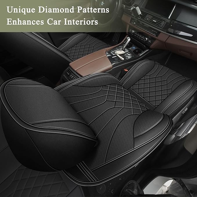 Full Set Car Seat Covers for Nissan Maxima 2011-2025 2026: Breathable Perforated Leather Seat Cover (Black)