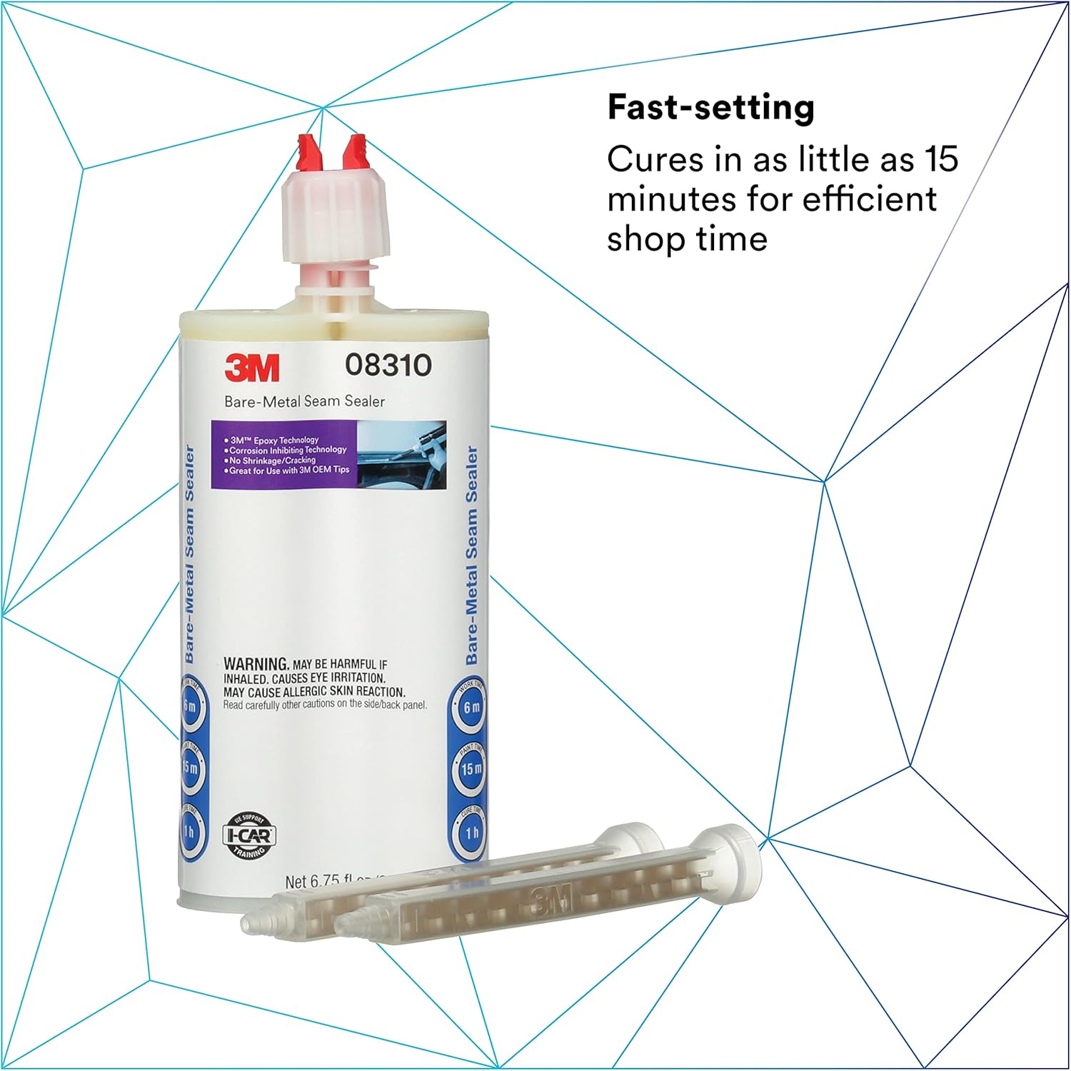 3M Bare - Metal Seam Sealer, 08310, Beige Color, Two-Part, Non-Sagging, Self-Mixing Epoxy, 200 ml/6.75 fl oz Cartridge