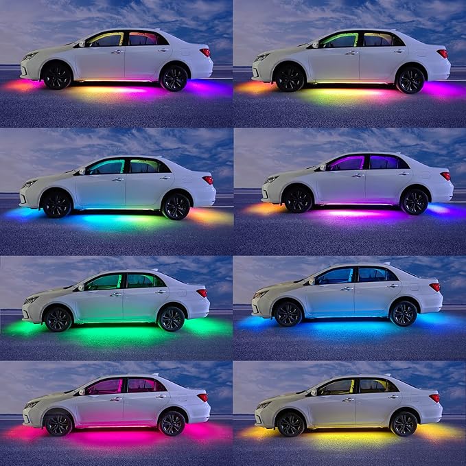 Underglow Car Lights, 6 pcs RGB-IC Smart LED Lights with APP Control and Remote Control, Dream Color Chasing DIY Music Mode, Underglow Kit for Car, SUVs, Trucks (Dream Color)