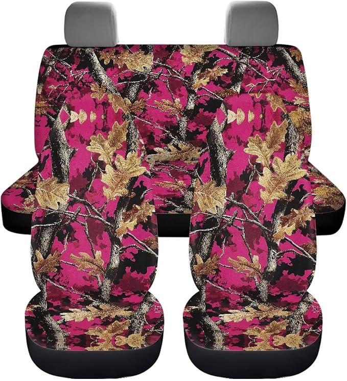 KEIAHUAN Pink Camo Hunting Car Seat Covers Comfort Back and Front Car Seat Protector Auto Interior Accessories Decor Universal Fit for Cars,Trucks,Sedans,SUVs