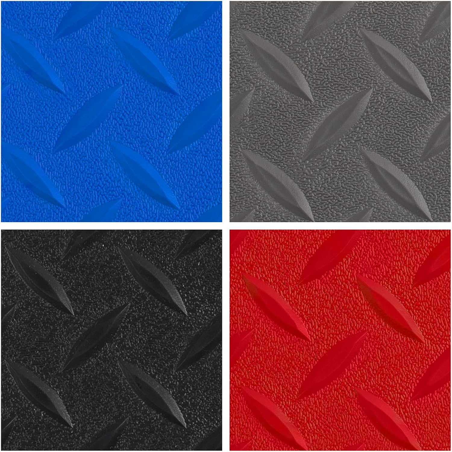 Boshen 5Ft x 7.5Ft Garage Floor Mat 2.5mm Thickened Rubber Flooring Roll 37.5sqft Diamond Plate PVC Rubber Trailer Mat Non-Slip Floor Protector Mat for Garage Warehouse Basement Trailer - Grey