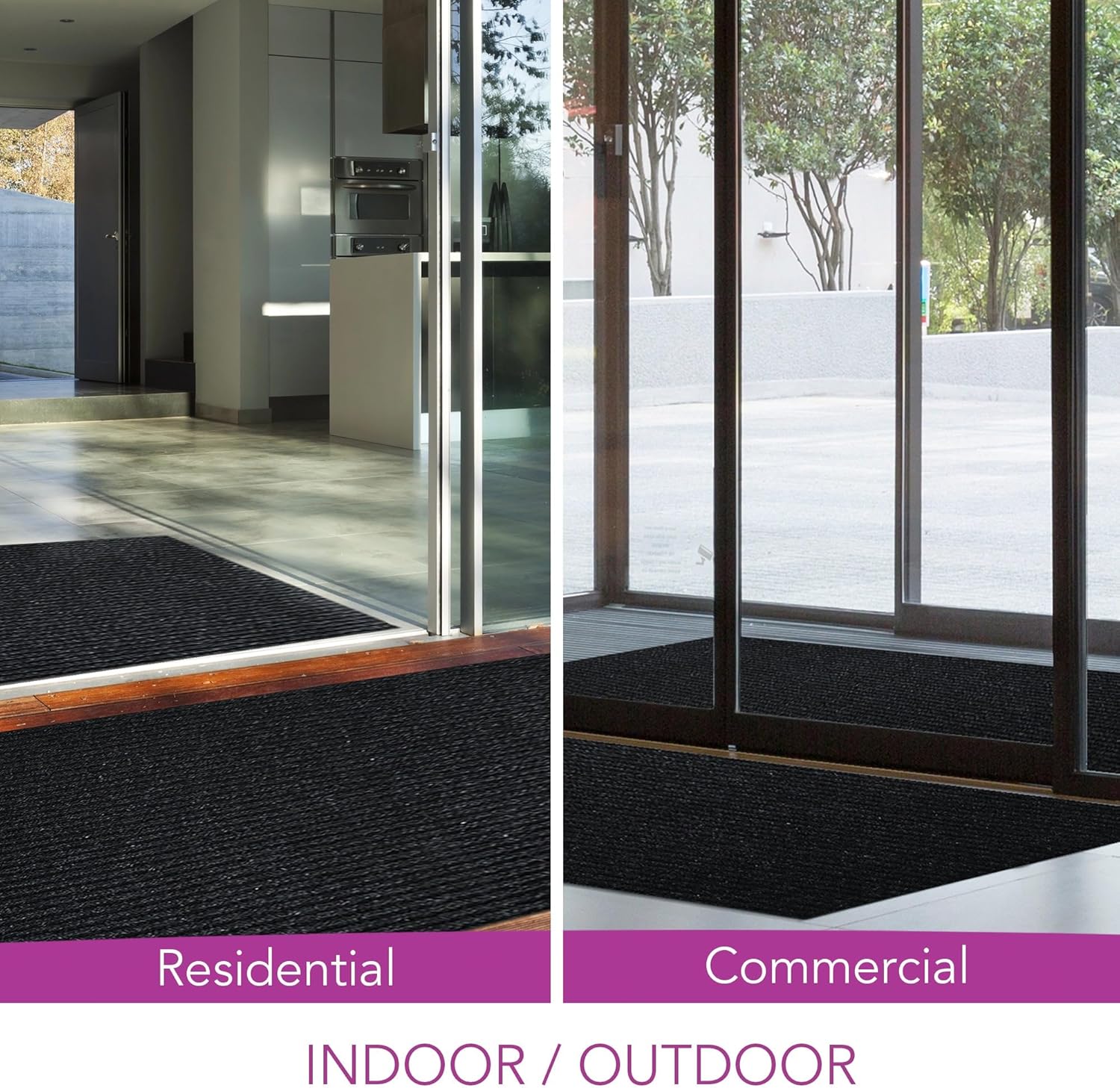 iCustomRug Spartan Weather Warrior Duty Indoor/Outdoor Utility Ribbed in 3ft,4ft,6ft Widths 70 Custom Sizes with Natural Non-Slip Rubber Backing 4'X26' in Black