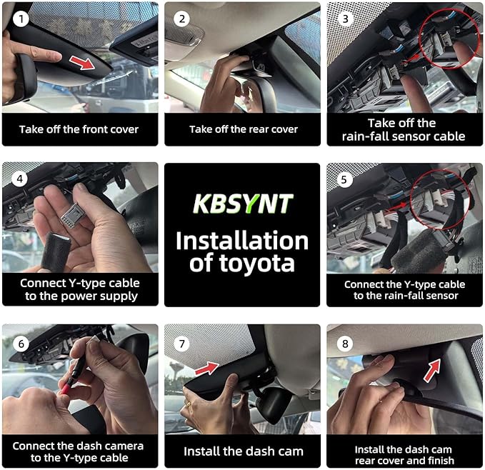 Front 4K & Rear 1080P Dash Cam for Toyota RAV4 2019-2021 LE Limited Premium XLE TRD Hybrid & RAV4 Prime 2021-2024 (Model A)(No Vent Hole),OEM-Style,Loop Recording,WiFi & App,128G Card